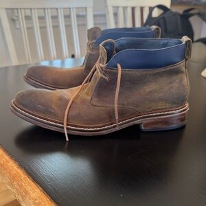 Cole Haan Distressed Brown Chukka Boots with Navy Accents